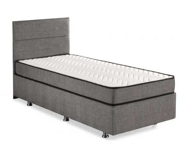 Single Mattress, Base & Headboard Silver - Grey (100 x 200)