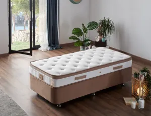 Single Mattress, Base & Headboard Latte - Light Brown (80 x 180)