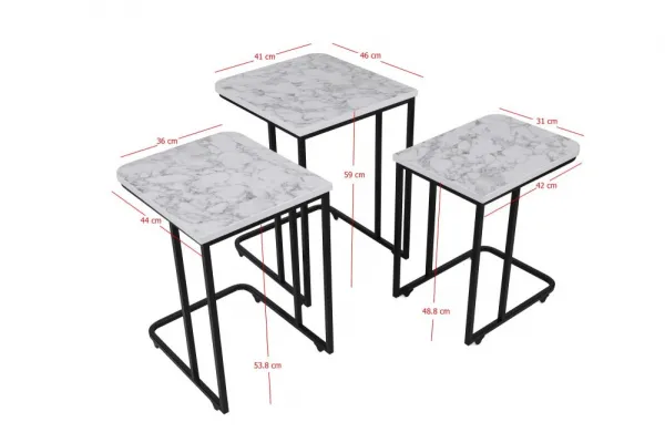 Sada odkladacích stolíkov (3 kusy) Ce Metal Zigon - 9404