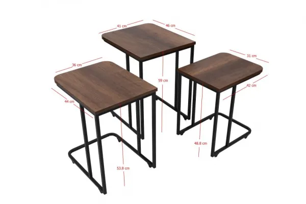 Sada odkladacích stolíkov (3 kusy) Ce Metal Zigon - 9401