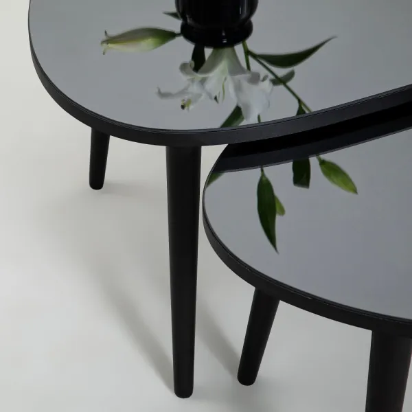Sada odkladacích stolíkov (2 kusy) Gusto Set- Black, Fume