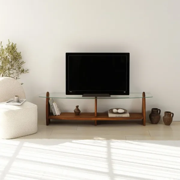 TV stolík Surf - Chesnut, Transparent