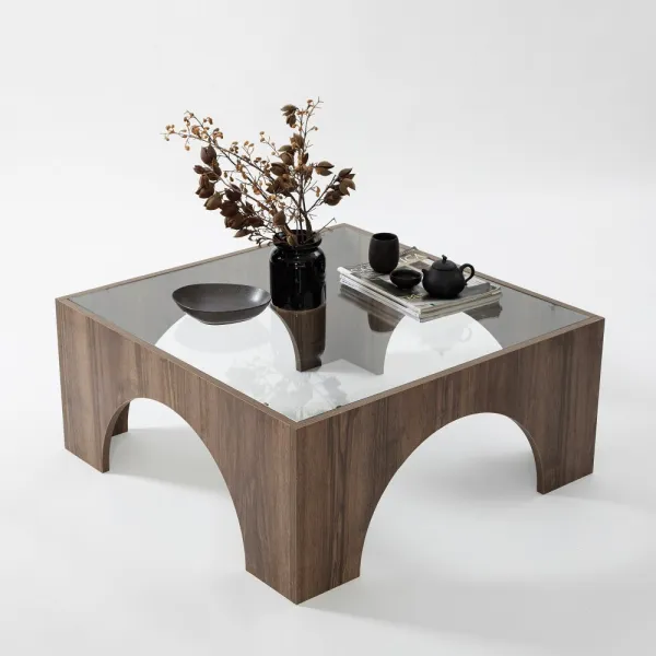 Konferenčný stolík Seine - Transparent, Walnut