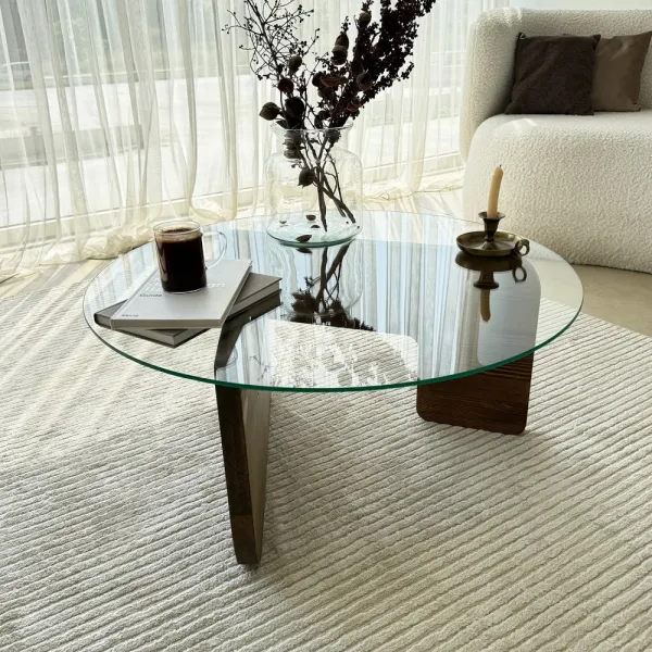 Konferenčný stolík Mia - Walnut, Transparent