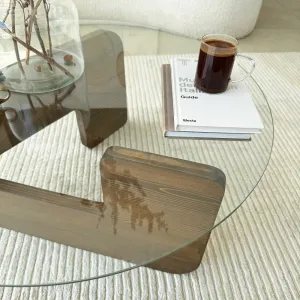 Konferenčný stolík Mia - Walnut, Transparent