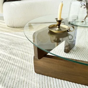 Konferenčný stolík Mia - Walnut, Transparent
