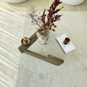 Konferenčný stolík Mia - Walnut, Transparent