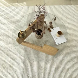 Konferenčný stolík Mia - Oak, Transparent