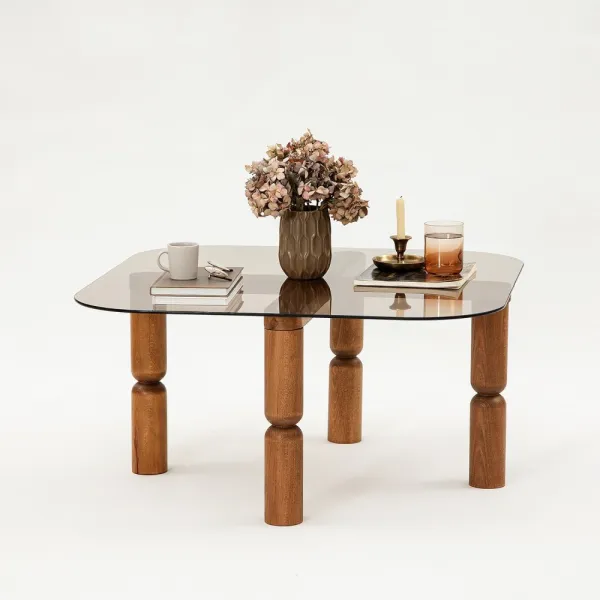 Konferenčný stolík Kei - Walnut, Bronze