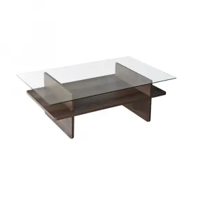 Konferenčný stolík Saga Rectangle - Walnut, Transparent