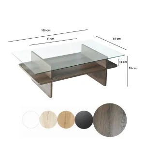 Konferenčný stolík Saga Rectangle - Walnut, Transparent
