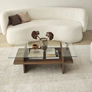 Konferenčný stolík Saga Rectangle - Walnut, Transparent