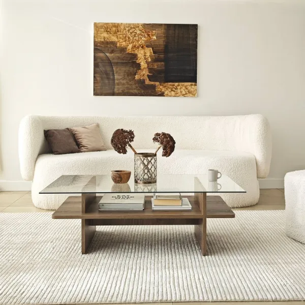 Konferenčný stolík Saga Rectangle - Walnut, Transparent