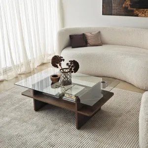 Konferenčný stolík Saga Rectangle - Walnut, Transparent
