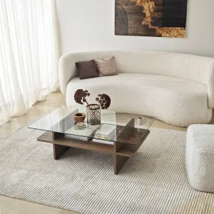 Konferenčný stolík Saga Rectangle - Walnut, Transparent