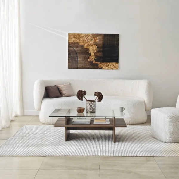 Konferenčný stolík Saga Rectangle - Walnut, Transparent