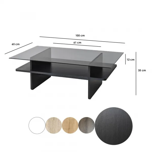 Konferenčný stolík Saga Rectangle - Black, Fume