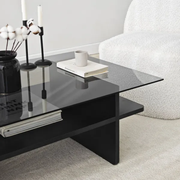 Konferenčný stolík Saga Rectangle - Black, Fume