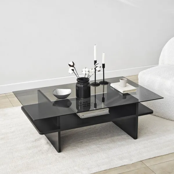 Konferenčný stolík Saga Rectangle - Black, Fume