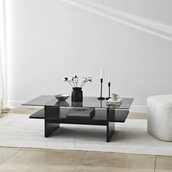Konferenčný stolík Saga Rectangle - Black, Fume