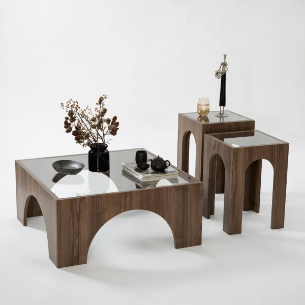 Konferenčný stolík Seine - Transparent, Walnut