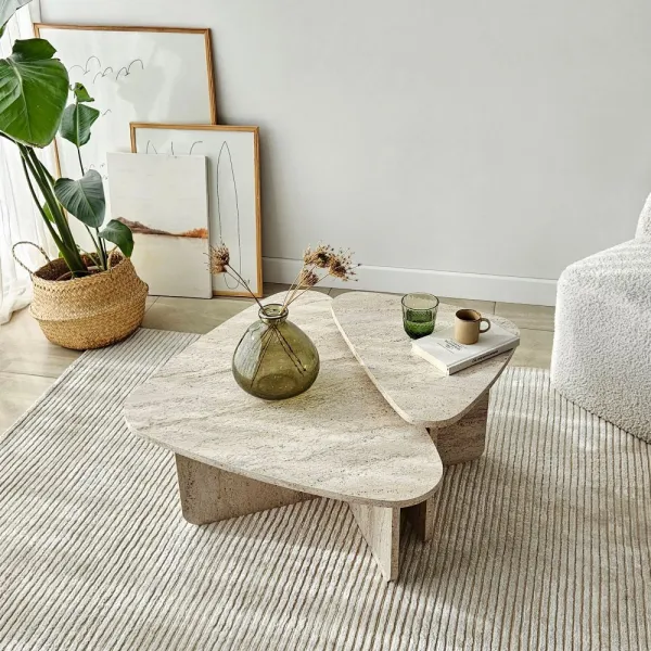 Súprava konferenčných stolíkov Ballare Set - Travertine