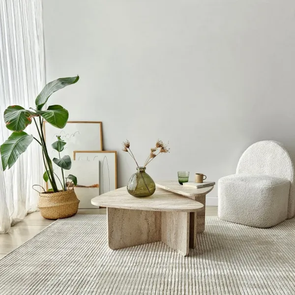 Súprava konferenčných stolíkov Ballare Set - Travertine