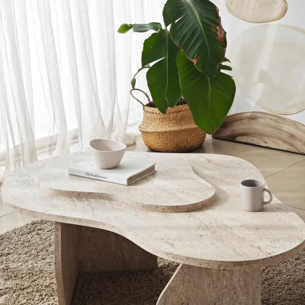 Konferenčný stolík Melted - Travertine