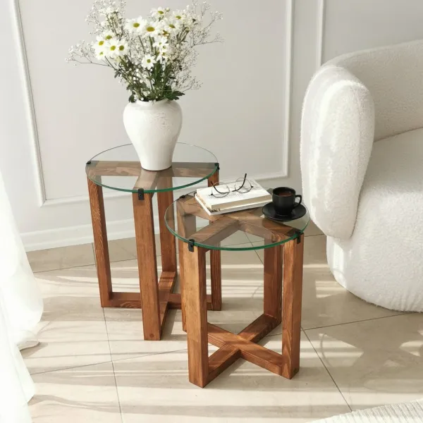 Sada odkladacích stolíkov (2 kusy) Amalfi - Walnut