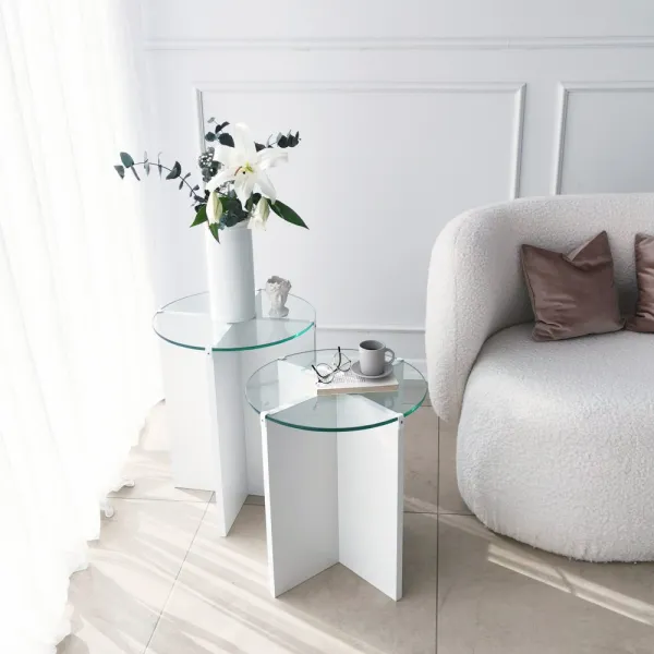 Sada odkladacích stolíkov (2 kusy) Lily - White