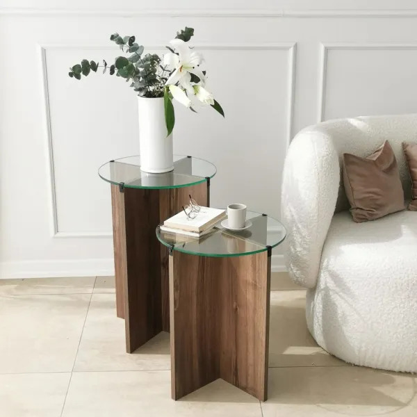 Sada odkladacích stolíkov (2 kusy) Lily - Walnut