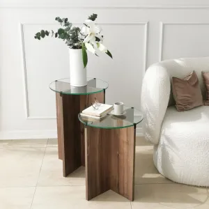 Sada odkladacích stolíkov (2 kusy) Lily - Walnut