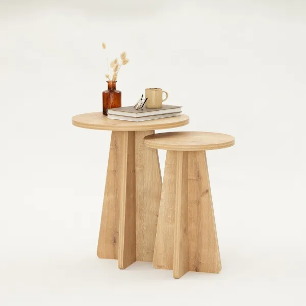 Sada odkladacích stolíkov (2 kusy) Mushroom - Sapphire Oak