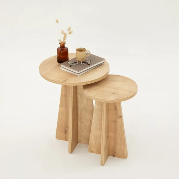 Sada odkladacích stolíkov (2 kusy) Mushroom - Sapphire Oak