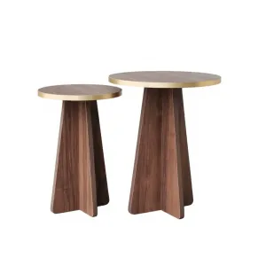 Súprava konferenčných stolíkov Mushroom 2 - Gold, Walnut