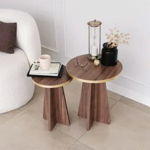 Súprava konferenčných stolíkov Mushroom 2 - Gold, Walnut