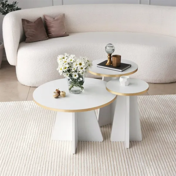 Konferenčný stolík Mushroom - Gold, White v2