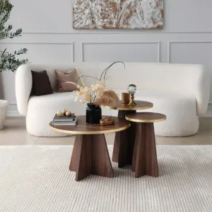 Konferenčný stolík Mushroom - Gold, Walnut v2