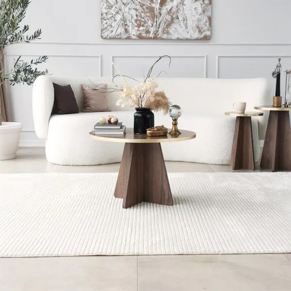 Konferenčný stolík Mushroom - Gold, Walnut v2