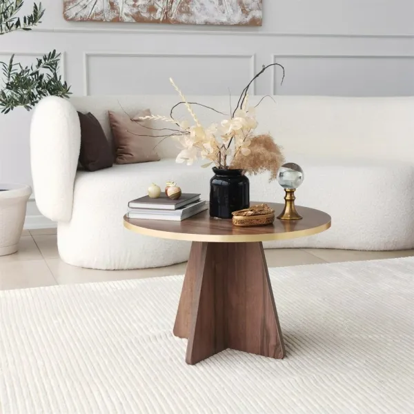 Konferenčný stolík Mushroom - Gold, Walnut v2