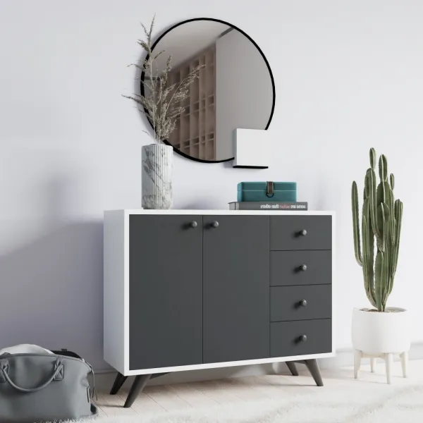 Viacúčelová skrinka Waga - White, Anthracite