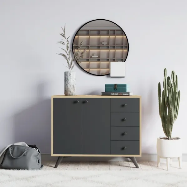 Viacúčelová skrinka Waga - Oak, Anthracite