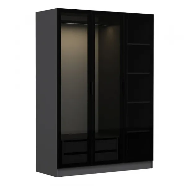 Šatníková skriňa Kale Anthracite Black - 2272