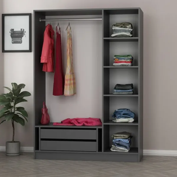 Šatníková skriňa Kale Anthracite Black - 2272