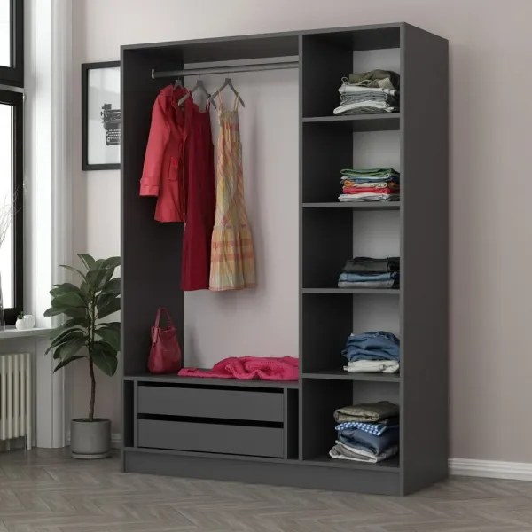 Šatníková skriňa Kale Anthracite - 2287