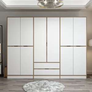 Kalune Design Šatní skříň Elina 270 cm bílá/ořech
