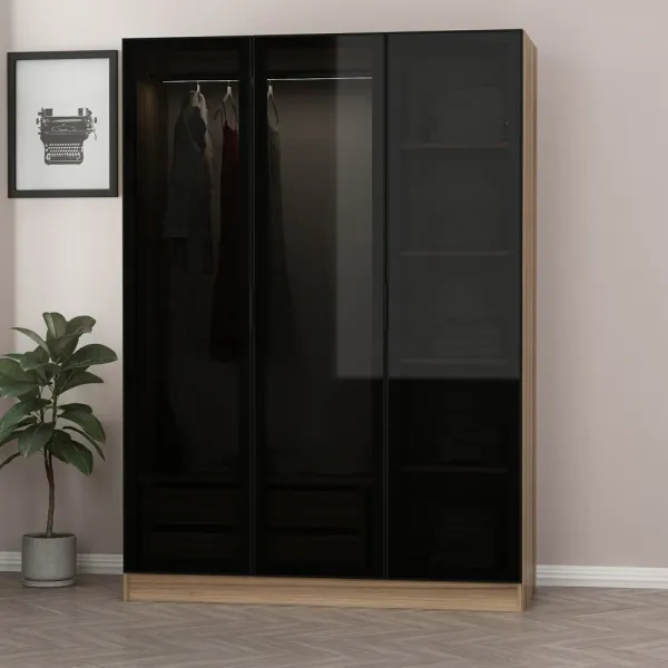 Šatníková skriňa Kale Dark Grey - 2285