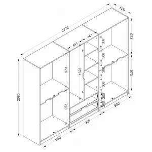 Kalune Design Šatní skříň Elina 270 cm grafit/ořech