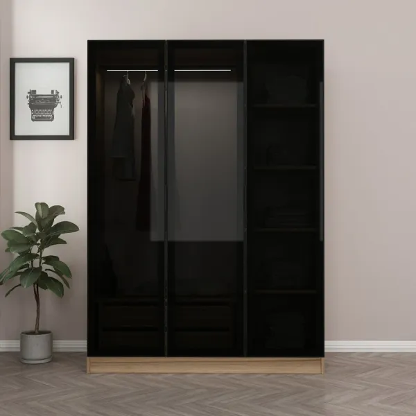 Šatníková skriňa Kale Dark Grey - 2285