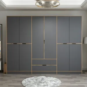 Kalune Design Šatní skříň Elina 270 cm grafit/ořech